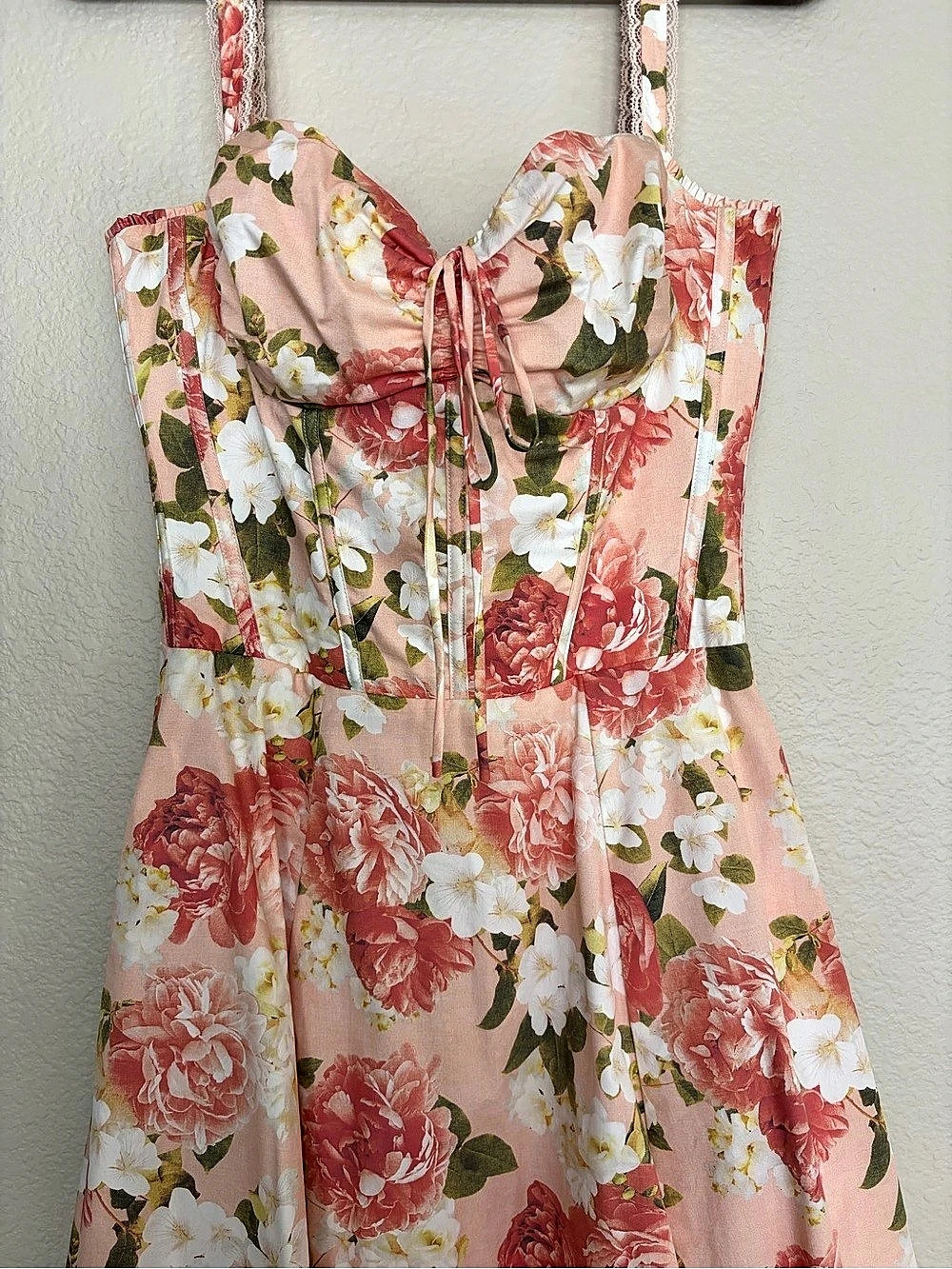 House of CB Rosalee Pink Floral Corset Midi Dress S Fuller Cup - Picture 6 of 9